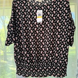 NWT-  MK Floral Black and White Women's Top